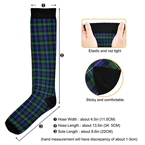 Junzan Black Blue Green Tartan Plaid Knee High Socks Compression Socks For Women Men Kid For Running Sports Nurse #TOP2