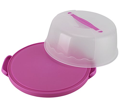 Hellocupcake Portable Cake And Cupcake Carrier / Storage Container - 10.4" Diameter (Inside Cover), Translucent Dome - Perfect For Transporting Cakes, Cupcakes, Pies, Or Other Desserts (Purple) #TOP1