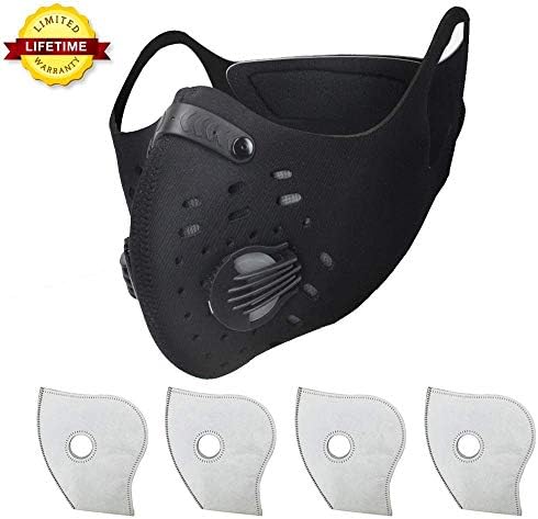 Dust Masks, Activated Carbon Dustproof Masks With Cotton Filter Earloop Cycling Mask for Running Woodworking House Cleaning and Gardening, against Asthma, Pollen Allergies, PM2.5 (Black1)