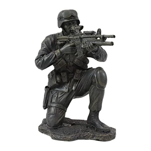 Ebros Gift Military Soldier Kneeling and Taking Aim Statue 5.5" Tall Marine Special Unit Hero of The American US Army Statue Patriotic Decor War Combat Sculpture