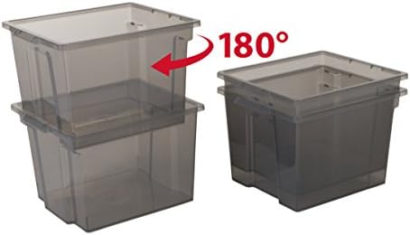Iris Ohyama, Set of 6, Storage boxes, 30 L with lid, stackable, Garage, bedroom, living room - Useful Storage Box USB-M - Gey