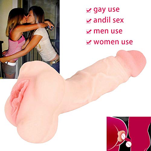 Flesh Male Pẹnịs Extender Extension Sleeve PôCkët Pûšsý with Lifelike Vạgịnạ Hollow P-énǐs Wêarable Hârněss Štráp-õn Realịstịc Ðịldo Ạdult Tọy for Sẹx Womẹn