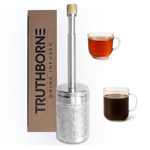 TRUTHBORNE infusor y colador para infusiones de té y café de acero inoxidable 304, reutilizable y apto para lavavajillas, ideal para tazas, jarras, botellas y cócteles