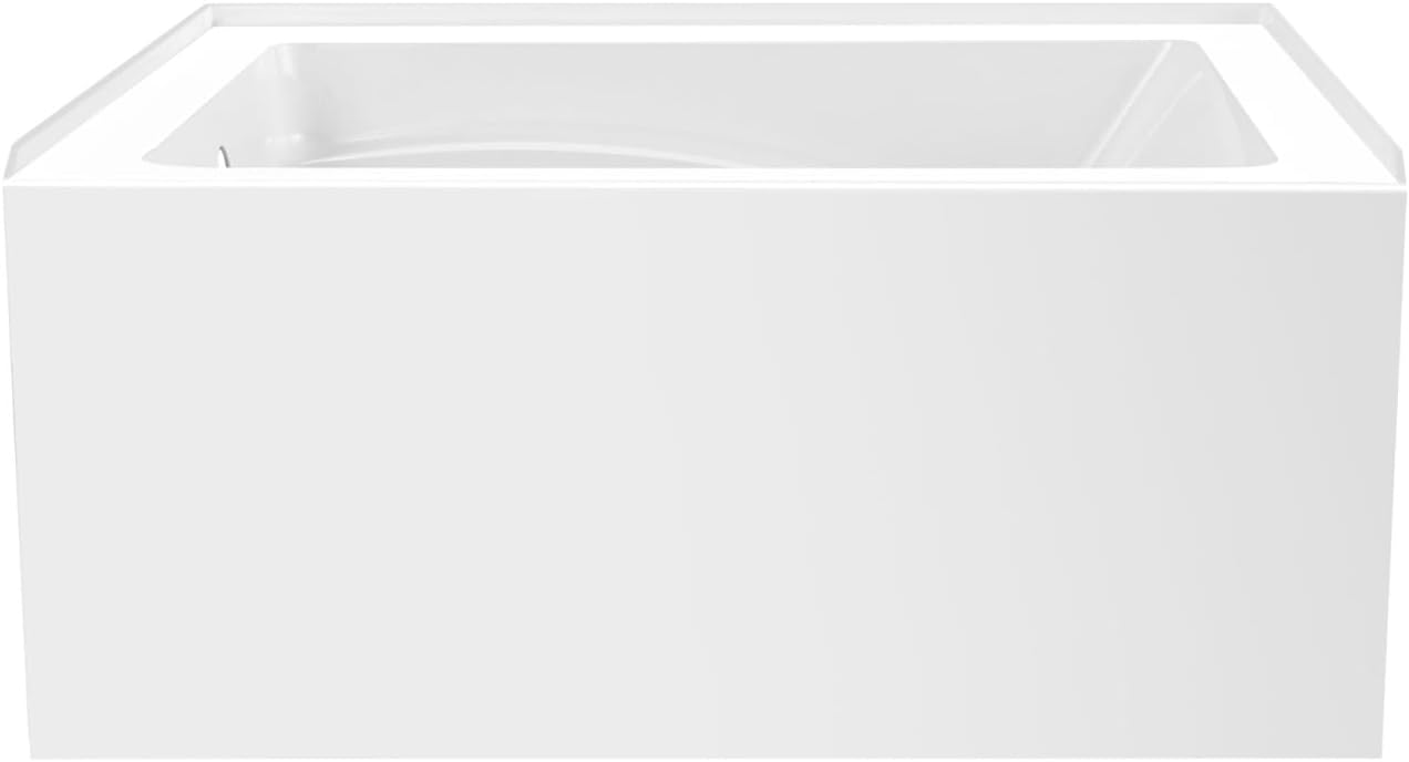 Aqua Eden VTAM4836L22T 48-Inch Acrylic 3-Wall Alcove Tub with Left Hand Drain, Glossy White