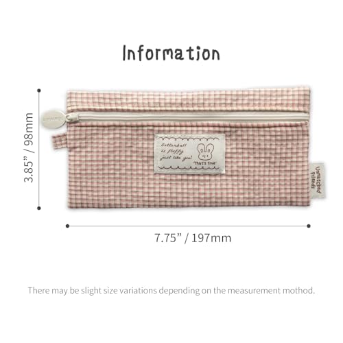 Image of Monolike Unmatched Friends Fabric Check Pencil Case Series. 2, Vintage pink - Pencil Pouch, Portable Pencil Bag, Pencil Case, Office Pouch case, Cushion, Soft, Vintage