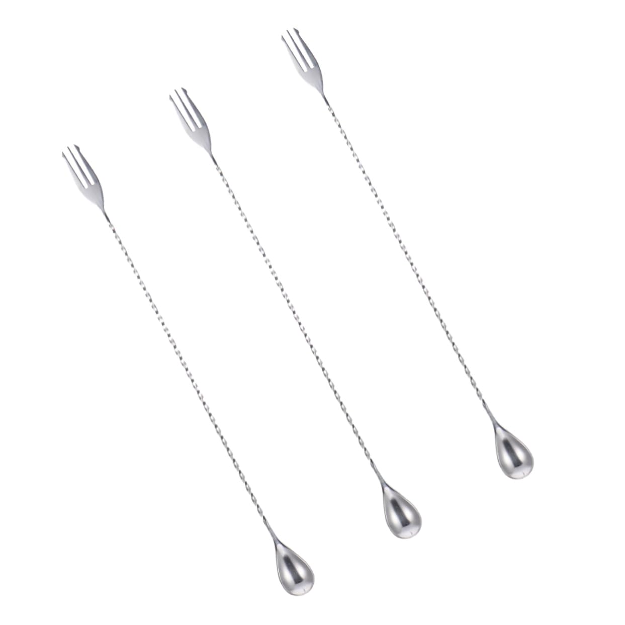 TOPBATHY 9 Piezas cuchara de acero inoxidable cucharas mezcladoras de mango largo cuchara de coctel de bar Silver