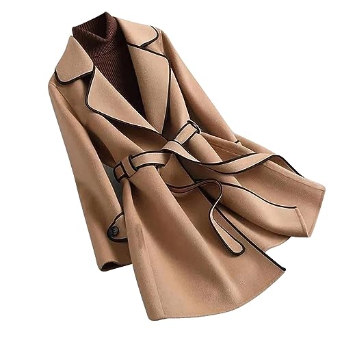 JEGULV Women's Trench Coats Casual Notch Lapel Double Breasted Wool Blend Mid Long Pea Coats Fashion Elegant Winter Jacket… - Thumbnail 4