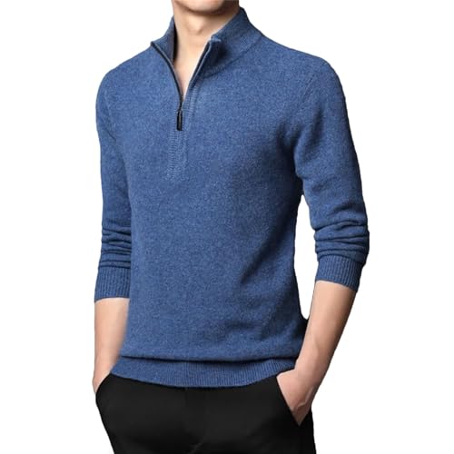 Men's Wool Zipper Sweaters Winter Thick Cashmere Jumper Long Sleeve Casual Solid Wool Knitwear Pullovers Zipper Up