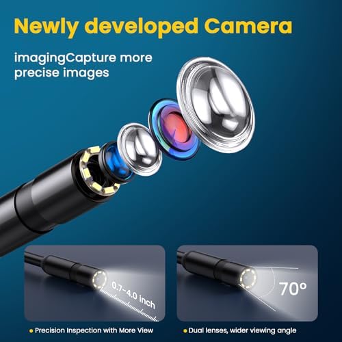 Industrial Endoscope, 1080P Digital Borescope Inspection Camera, 7.9mm IP67 Waterproof Sewer Camera with 4.3" LCD Screen, 8 LED Lights, 6.5FT Semi-Rigid Cable — 사진 2