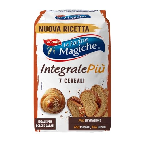 Le Farine Magiche Farina Integrale ai 7 Cereali - Miscela Selezionata per Pane, Pizza e Ricette Rustiche - Fonte Naturale di Fibre, 10 Confezioni da 900 g