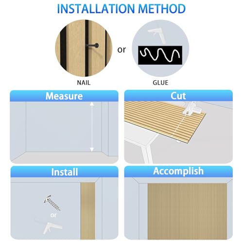 Taaizau 3D Slat Acoustic Wall Panels with Wood Finish Accent, 4 Pack Sound Absorbing Paneling for Studio, Office, Living Room, Bedroom Interior Decor (Natural Walnut, 48\'\'L x 24\'\'W)