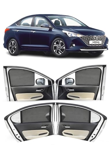 Image of Autofact Car Sunshades for Hyundai Verna (2017 to 2022), UV Protection, Useful Car Accessories, Custom fit Sun Shades for Side Windows, Set of 4