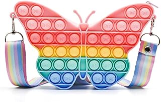 7iper 2 pack Pop purse bag for Girls, 2 in 1 Poppet Bag fidget Toy with Adjustable Shoulder Strap Length, Silicone Crossbody Small Purse Gift for Kids (Unicorn)