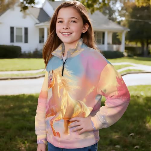 Girls Sweatshirts Quarter Zip Pullover Kids Clothes Fall Outfits Long Sleeve Athletic Tops for Workout Hiking3