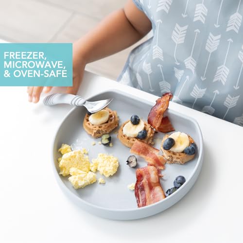 image for Bumkins Toddler and Baby Suction Plate, Silicone Grip Dish for Babies 