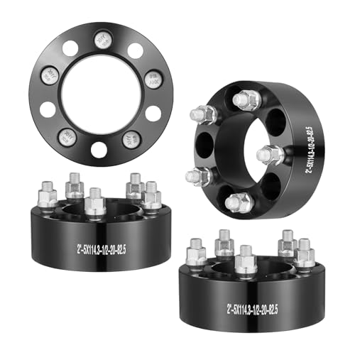 VEVOR Wheel Spacers, 2 5x4.5 Wheel Adapters, 5 Lug Forged Spacer, 82.5 mm Bore Hubcentric 1/2-20 Studs Spacers, Fit for 1984-2018 Jeep and Ford, 4 PCS Black