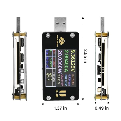 Image of USB C Power Meter Tester, PD Trigger & QC 3.0 Fast Charge Detector, 4-24V 0-6.5A LCD Digital Multimeter, Voltage Current Capacity Monitor for Type-C /USB-A /Micro-USB, Phone, Laptop