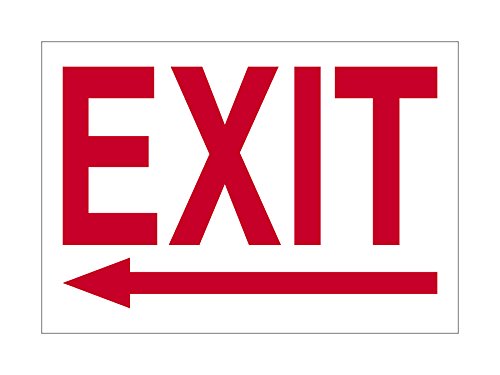 Supply360 Vinyl Adhesive Workplace Exit w/Left Arrow Sign- 7