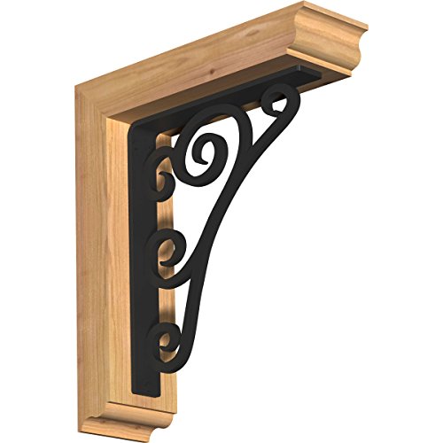 3 1/2"W x 14"D x 16"H Tristan Traditional Ironcrest Smooth Bracket, Western Red Cedar (1 1/2"W x 10"D x 12"H Iron Bracket)