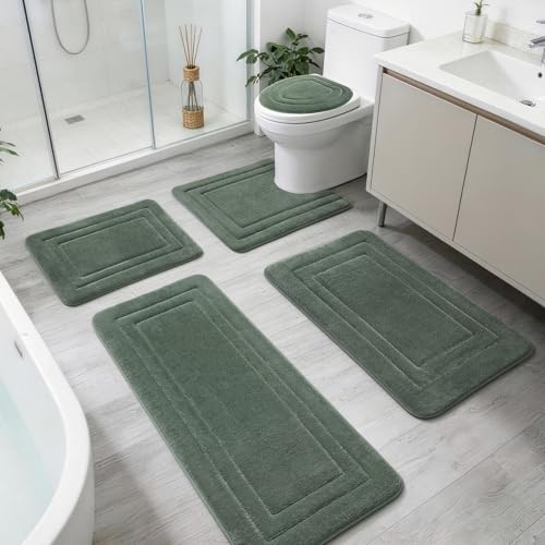 YIHOUSE Bathroom Rugs Sets 5 Piece, Towel-Like Soft Absorbent Thick