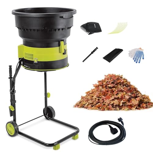 2500W Trituradora De Hojas Eléctrica Sin Cuchillas, Con 20M Cable De Alimentación Y Bolsa Recolectora, Trituradora De Ramas De Árboles, Reducción De 17:1, Para Uso Doméstico Y Agrícola