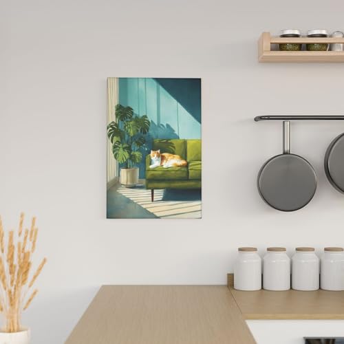 Lienzo decorativo de gato descansando para crear un ambiente relajante en tu salón 6