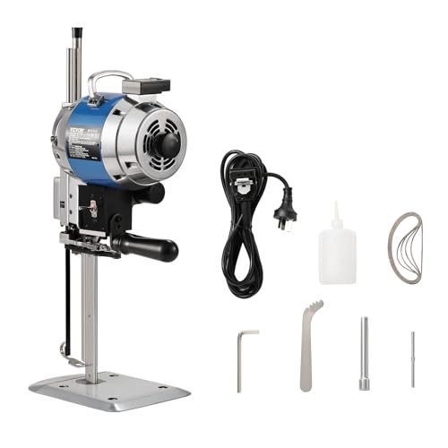 VEVOR Fabric Cutter, 750W High-Speed Straight Knife Cloth Cutting Machine, 9.8" Alloy Steel Blade, Industrial Fabric Cutting Machine with Automatic Knife Sharpen, for Multilayer Fabric Leather Cloth by VEVOR - Used condition - US$219.39