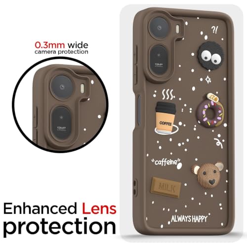 Image of Bintage Cute Fun Taddy Cartoon 3D Ball Bear Milk Cake Coffee Silicon Case Full Body & Camera Protection Back Cover Compatible for Mi REDMI A7 Pro 5G - Brown