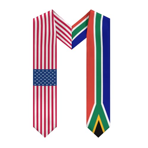 Senior South Africa flag America flag Graduation Honor Stole Sash Personalized design Unisex Adult for College Ceremony Choral Double Sided graduate
