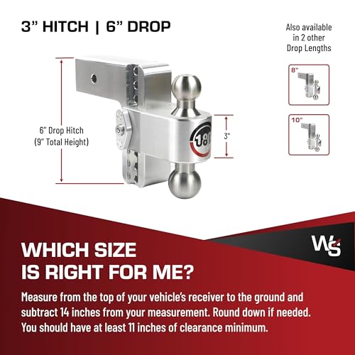 Weigh Safe 180-Degree Trailer Hitch - Adjustable Trailer Hitch for Towing - Compatible with 3" Receivers - 6" Drop, Stainless Steel Tow Balls, 21,000 GTW, 2-Piece Lock Set by Weigh Safe - Image 5