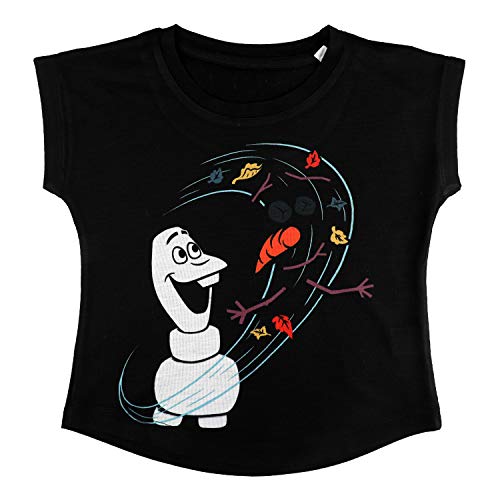 Image of Frozen Girls Cotton Poly Round Neck Cap Sleeves Tops - Black (DFZ0059.2 13-14Y)
