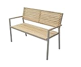 VARILANDO® Gartenbank Diego aus Edelstahl und Teak-Holz in 3 Varianten Sitzbank Parkbank (2-Sitzer)