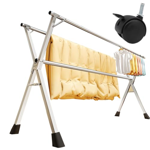 Étendoir à linge pliable et robuste en acier inoxydable rétractable