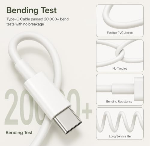 Image of 45W Type C to Type C Cable 1 Meter compatible with Samsung Galaxy S25 Ultra, S24 Ultra, S23 Series, A55, A35, Z Fold and Z Flip, USB-C (White)