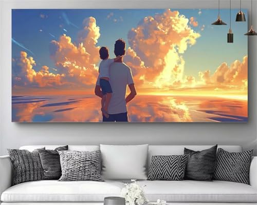 Diamond painting XXL mer coucher du soleil broderie diamant kit complet 100x200cm pour adulte