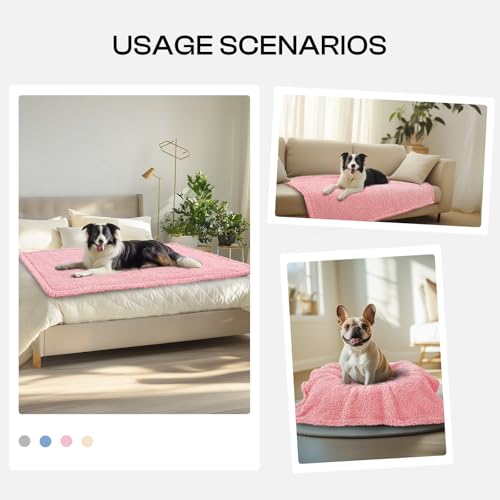 Image of Premium Fleece Dog Blanket Soft Pet Sherpa Calming Blankets Throw for Dog Puppy Cat, Pink Small (20x30)