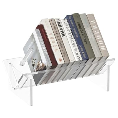 Sumerflos Acrylic Desktop Bookcase, Book Storage Organizer Bookshelves, Clear Mordern Tabletop Storage Rack for Office Home Shelf Display for Cd/Magazine/Book