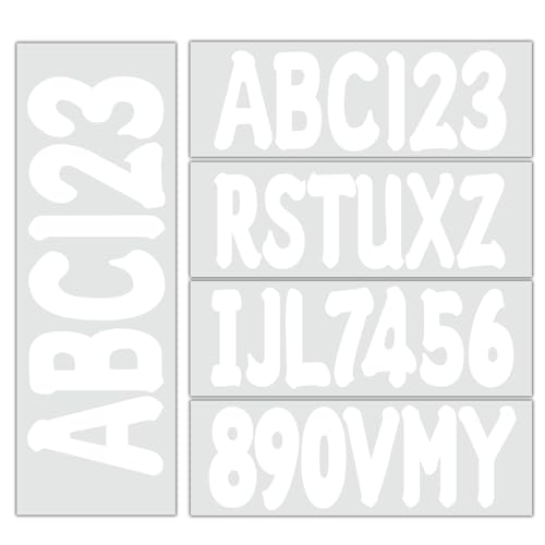 Image of 3 inch Registration Numbers and Letters Marine Sticker Decal | 4 Sets Alpha-Numeric Vinyl Letter for Jet Ski PWC Personal Watercraft White