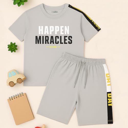 Image of Kidbea Kids Cotton T-Shirt and Shorts Set | Soft Breathable Co-Ord Outfit for Boys | Trendy & Stylish Summer Wear | Boys Clothing Set