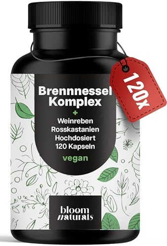 Brennnessel Kapseln hochdosiert – 120 Kapseln - Wassereinlagerungen | Wasserbalance, vegan, produziert in Deutschland, laborgeprüft