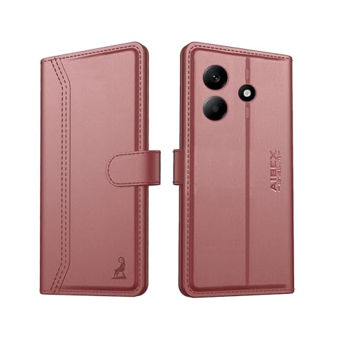 Image of AIBEX Compatible for Redmi Note 14 SE 5G / Redmi Note 14 5G Flip Cover Leather Finish with Magnatic Closure | Inside TPU with Card Pockets | Wallet Stand | Complete Protection Flip Case -Brown