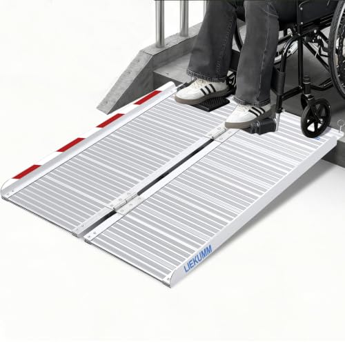 LIEKUMM Rollstuhlrampe 91 cm, 300 kg Tragkraft Aluminium Rampe Rollstuhl