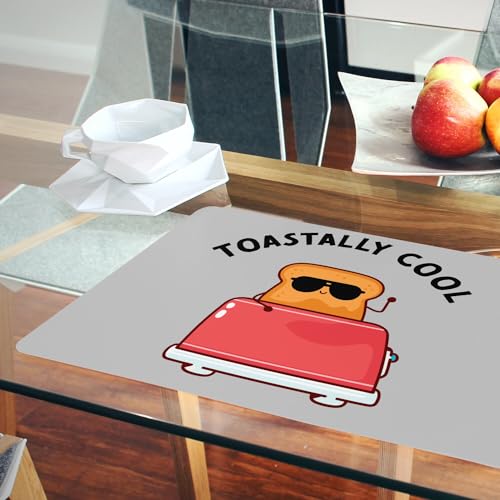 Set de table souple gris anti-rayure dessous liège résistant pour table propre - 6