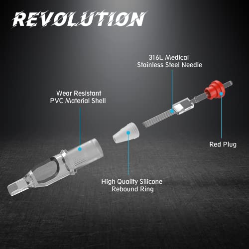 Eztat2 Tattoo Needle Cartridges 7Rm, 20Pcs Disposable Revolution Tattoo Needles Curved Magnum #10 Bugpin Long Taper For Rotary Tattoo Machine Supplies #TOP2