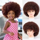 LQVEAIR Brown Afro Wigs for Women Small Size Adjustable Afro Kinky Wig 115gram Synthetic Disco Wigs For Daily Cosplay Party (Small,33#)