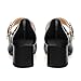 GUAVAIVY Women's Pumps, Square Toe Rhinestones Buckle Low Heels, Fashion Backstrap Pumps for Wedding Working Party Black Patent Size 8