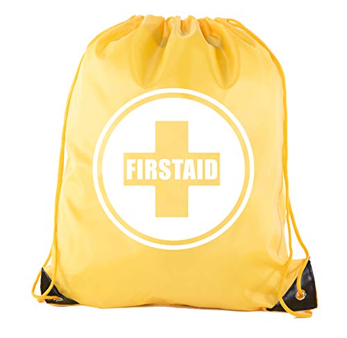 Image of First Aid Backpack Drawstring Medical Bag for Emergencies or Epi Pen & Medicine - 6PK Athletic Gold CA2500FirstAid S1