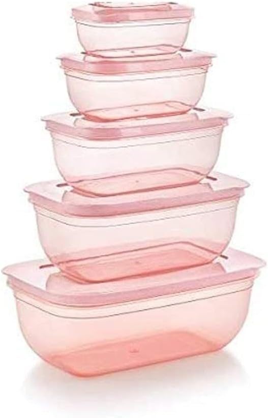 Manvyu 5 Pcs Kitchen Food Container Meat Storage Box Fridge & Freezer Fish Storage Basket Food Container - Plastic Bowl Package Containers, 5 pcs (150 ml, 290 ml, 580 ml,1700 ml, 2700 ml /Multicolor)