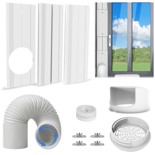 Portable Air Conditioner Window Seal Kit with 5.9" Counter-Clockwise Threaded Exhaust Hose, Portable AC Unit Window Ventilation Set with 3 Interlocking Adjustable Seal Panels by Ajiivao - Used condition - US$24.67