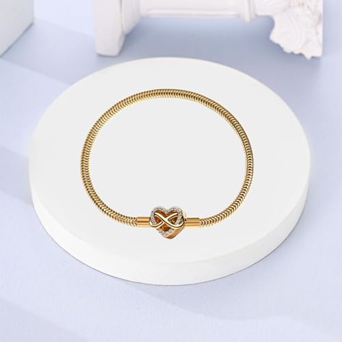 PNIDVOYI 925 Sterling Silver New Classic Crown Buckle Bucket Buckle Snake Bone Chain Bracelet Suitable Fit Design Charm Bead DIY Exquisite Surprise Gift (SL03, 8.3in/21cm) by PNIDVOYI - Image 3